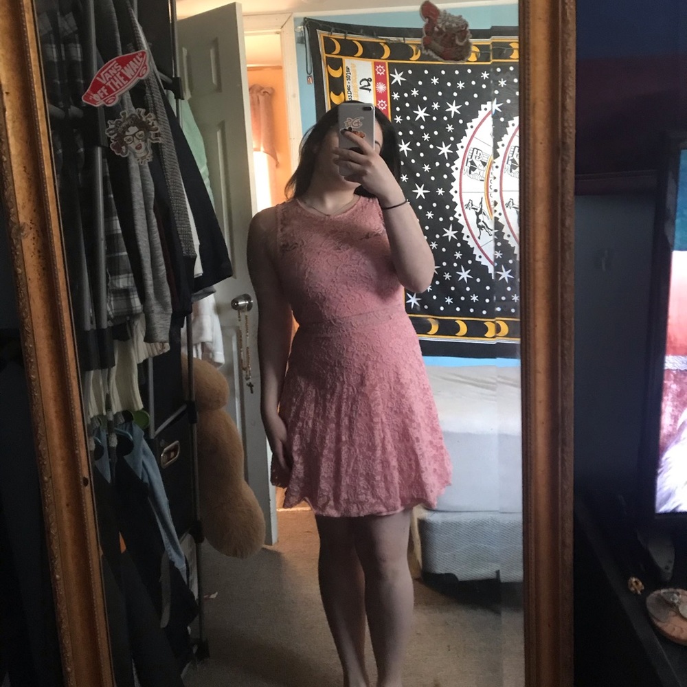 pink lace dress